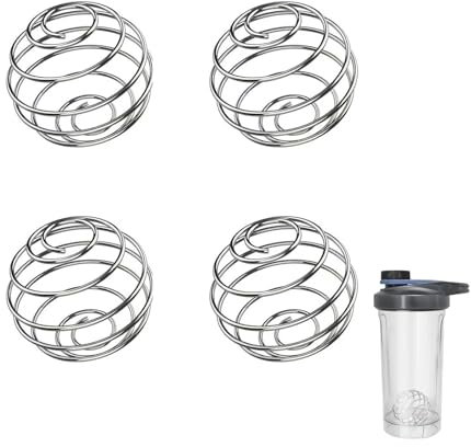 GIONAR 4 Stück Shaker Kugel, Edelstahl Shaker Ball, Shaker mit Kugel, Shaker Proteinshake mit Kugel, Metall Flaschenmischer, Protein Shaker mit Kugel,Shaker Kugel Edelstahl für Protein-Mischgetränke