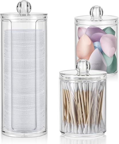 imi shop 3 Pezzi di Organizer Trucchi,Organizer Bagno,Porta Trucchi Da Bagno,Porta dischetti struccanti con coperchio,contenitore per bastoncini di cotone,per comòda, bagno, camera da letto
