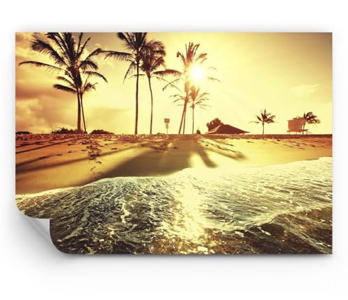 ARTTOR Papier Peint Panoramique en vinyle Premium Canvas - plage mer palmier - 100x70 cm - Revêtement mural décoration Moderne Décoration Wallpaper Muraux Photo Salon Chambre - WF3AA100x70-3609