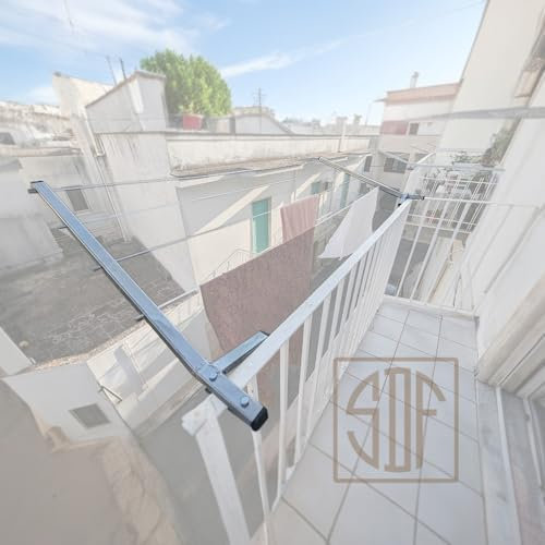 Generico Stendino da Balcone e Ringhiera + Cavo in PVC - Esterno Resistente Salvaspazio