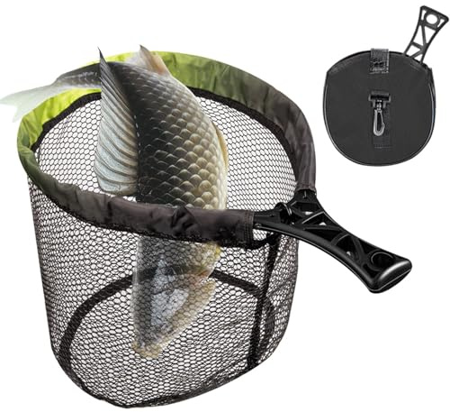 Épuisette pour Truite - Filet De Réception Pliable,Filet Pliant Portable Maille Compacte Stockage Capture Relâchement pour Truite Perche Silure Pêche en Eau Vive Kayak Débutants Transport