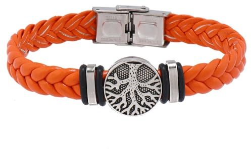 HUIANGLIYG Bracelet en Cuir Tressé pour Homme, Motif Arbre de Vie, Fait À La Main, avec Fermoir, Style Vintage Viking, Idéal pour La Fête des Pères Ou Comme Cadeau D'Anniversaire.