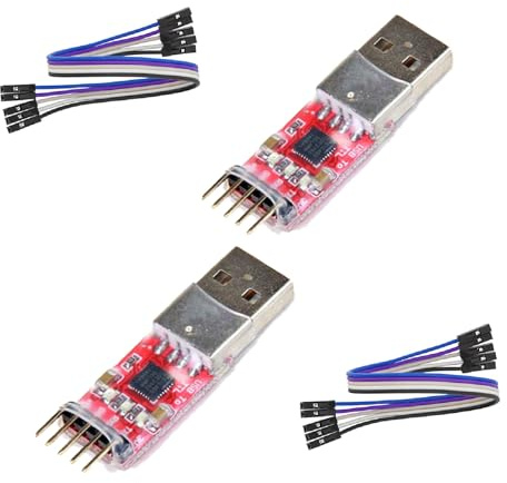 2 módulos convertidores serie CP2102 HW-598 USB a TTL | UART - Adaptador USB a TTL compatible con puentes de 3,3 V y 5 V, PRGMR con cables DuPont