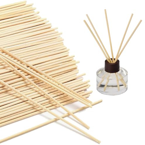 100 PCS Wooden Reed Diffuser Sticks,18cm Aroma Oil Refills | natural wood rattan reeds, 18cm replacement sticks, for essential oil diffuser bottles and home or office fragrance