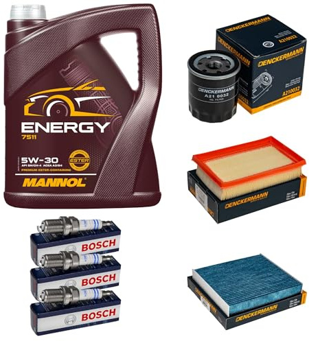 EISENFELS Inspektionspaket enthält 5 L Motoröl Energy 5W-30 Ölfilter Luftfilter Innenraumfilter Aktivkohlefilter Zündkerze für Yaris NHP13_ NSP13_ NCP13_ KSP13_ NLP13_ 1.0_P13_ Prius PHV_W52_