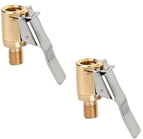 Fogbush Tyre Inflator Adaptor,2PCS Brass Tyre Valve Air Pump Clip Car Pump Tire Air Chucks with Thread Nozzle Adapters Open End Car Truck Tyre Tire Inflator Valve Connector for Car Truck （8mm）