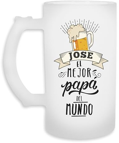 Genérico Jarra de Cerveza Personalizada con nombre, Diseño El Mejor Papa del Mundo, Diseño con Cerveza, regalo padre, abuelo, madre, amigo, san valentín.