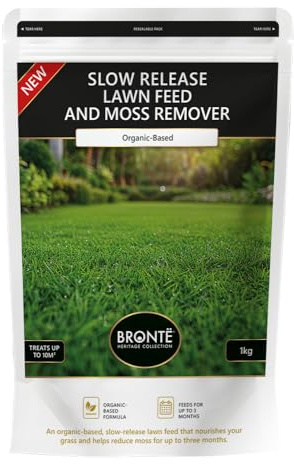 Bronte Heritage 1kg Lawn Feed Organic Based Fertiliser & Moss Control for Lush Green Grass Slow Release Nitrogen & Potassium Nutrients Safe for All Grass Treats up to 10m² Ideal for Small Lawn Areas