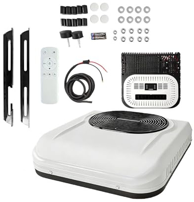 Aire Acondicionado para Furgoneta Camper 12V DC-1800W Perfil Bajo Sistema Inverter Refrigeración Alimentado por Batería para Autocaravana Motorhome Remolque Viajes Off Grid(Rotary Type,24V)