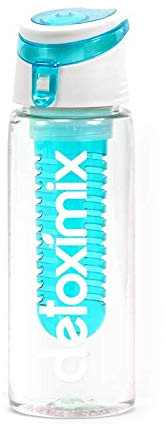 DETOXIMIX - Bouteille, Gourde avec Infuseur à Fruits, Herbes ou Légumes – 750 ml - Fabriquée en Tritan sans BPA - Infusion Amovible, Couvercle à Rabat, Bouchon Anti-Fuite Sport Étanche - Bleu
