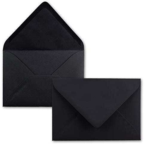 25 Mini Brief-Umschläge - Schwarz - 5,2 x 7,6 cm - Miniatur Kuverts mit Nassklebung für Blumen-Grüße, Grußkarten, Anhänger & Geld-Geschenke - FarbenFroh by GUSTAV NEUSER