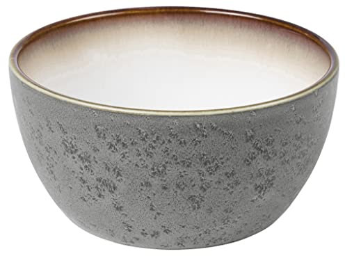 BITZ Schüssel, Schale, Müslischale, Snackschale aus Steingut, 14 cm im Durchmesser, Grau/Creme