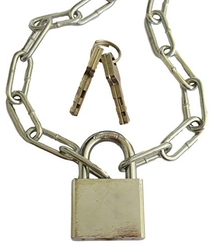 Stahlkette mit 40mm Schloss & 4 Schlüssel (Kette verzinkt 3,5mm x 28mm x 14mm Gliedstärke + 40mm breites Vorhängeschloss) Meterware 50cm bis 800cm -Länge auswählen- (800cm = 8 Meter)