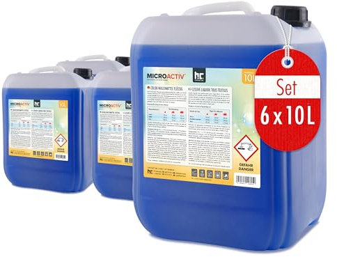 Microactiv Lessive Liquide 6 x 10 L - Détergent Linge - Blanc et Couleurs | Détergent Ecologique pour Blanc et Couleurs - Lessive Concentrée 30-95°C pour Machine et Lavage a la Main