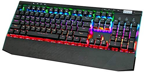 Clavier Gamer Clavier Gamer Filaire, Panneau All-métal avec LED Mécanique Sentiment Arc-en-coloré, Clavier Mécanique Clavier avec l'augmentation du Repose-Mains for Windows, iOS, Android, Ordinateur