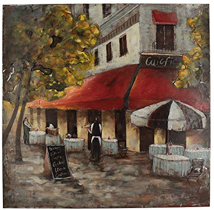 Handgefertigtes Metallbild 3D-Optik Verschiedene Größen Kunst Bild Wandbild (Cafe)