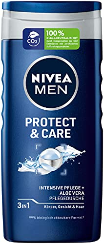NIVEA MEN Protect & Care Douche de soin (250 ml) Gel douche hydratant à l'aloe vera douche douce pour une peau masculine soignée