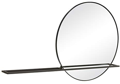 Espejo con Estante Redondo Negro de Metal y Cristal de 120x10x70 cm - LOLAhome