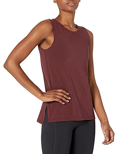 Amazon Essentials Damen Yoga-Tanktop aus weicher Baumwolle mit normaler Passform (erhältlich in Übergröße) (zuvor Core 10), Burgunderrot, Größe 1X