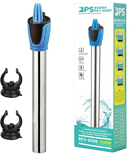 BPS BPS-6085 Chauffe-Aquarium Submersible 100 W pour réservoir de Poissons en Acier Inoxydable 23,5 cm avec 2 ventouses…