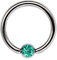 Ohrpiercing Titan Piercing Ring 1,2 x 8 mm mit Zirkonia Kugel in grün-türkis