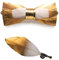 JEMYGINS Handgemacht Hochzeit Party Leder Feder Fliege Gold/Weiß Fliegen mit Geschenkbox Set für Herren In mehreren Farben(2)