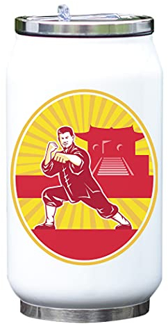 Shaolin Kung Fu Master Minimalista Templo Art Vacío Térmico Botella de Bebidas Termo Blanco