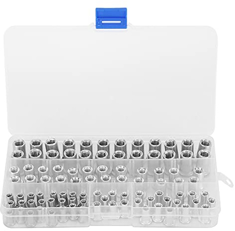 Fafeicy 100 Stück Aluminium Nietmuttern, M4 M5 M6 M8 Nietmuttern Sortiment Kit, Flachkopf Gewindeeinsatz Muttern Sortiment, Nuss