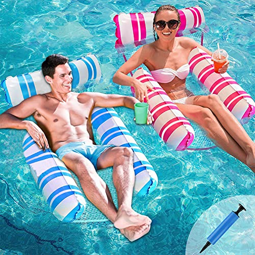 2Pack Flotadores inflables para Piscina Hamaca,4 en 1 Colchoneta Piscina Adultos para Piscina Flotadores Piscina Hamaca de Agua Hamaca Flotante Inflable Juguetes Piscina Playa