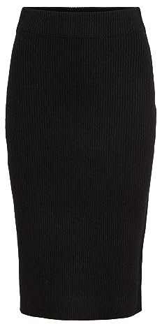 Vila Damen Viril Pencil Hw Knit Skirt - Noos Rock, SchwarzXL