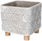 KOTARBAU® Maceta Cuadrada de hormigón, 13m, Tiesto para Plantas, Macetero de Cemento para Interiores, Diseño Minimalista, Geométrico, Macetas, Maceta con Patas de Madera, Estilo Moderno, Gris, Blanco