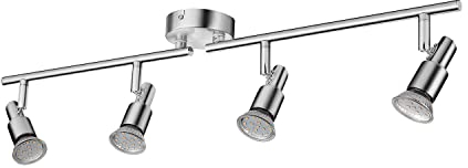 IMPTS Deckenstrahler 4 Flammig, Strahler Deckenleuchte Drehbar Wandspot Innen inkl. 4 x 3W GU10 LED Lampen, Mattes Nickel Deckenlampe für Küche, Wohnzimmer, Schlafzimmer (280LM)