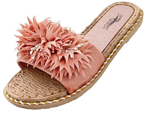 Linea Scarpa - Damen Badeschuhe Pisa - Badepantolette für Frauen mit floralem Dekor - fällt klein aus