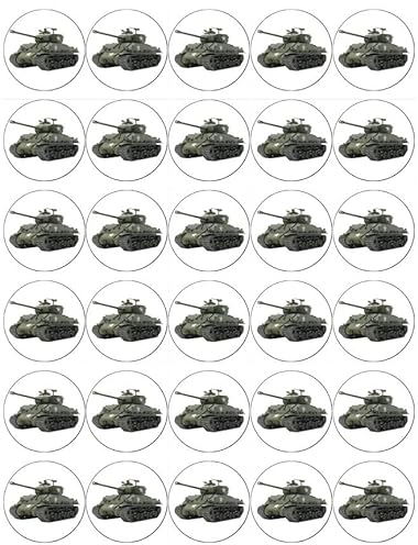Cupcake-Topper für Panzer, Armee, Militär, essbares Oblatenpapier, Feen-Kuchendekoration, Geburtstagskuchen-Dekorationen
