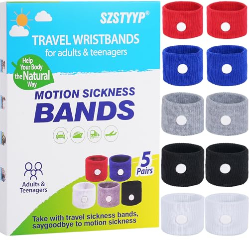 5 Pairs Motion Sickness Bands Adults travel essentials sea sickness wristbands For Kids cruise ship vacation nausea relief for pregnant women Morning Sickness Relief Acupressure Wristband