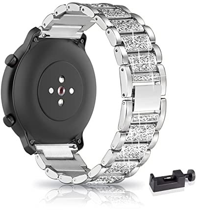 AireWiki Armband Kompatibel mit Amazfit GTR Mini Armband Edelstahl Für Herren Damen Elegant Metall Uhrenarmband Für Amazfit GTR Mini (Silber)