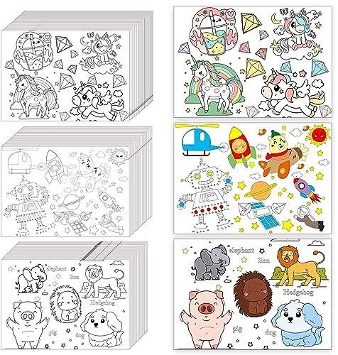 150 Stück Einweg-Tischsets aus Papier, zum Ausmalen, Aktivitätsblätter, Tischsets, Großpackung, Esstisch, Platzset, 36,8 x 25,4 cm, Sublimations-Tischset für Restaurant, Weihnachtsfeier