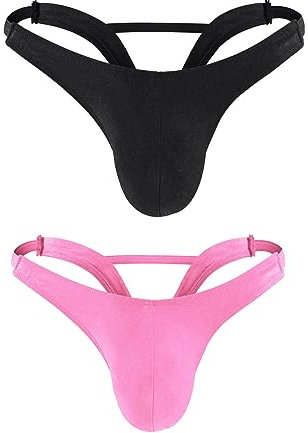 Oludkeph String pour Homme avec Poche bombée, Taille Basse, Culotte, Noir/Rose, Taille Unique