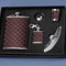 XFLYP Flachmann für Herren, 9oz Lederflasche Geschenkset, 304 Edelstahl-Flachmann-Set mit Weinbecher Auslaufsicher Taschenkolben Alkoholflasche für Whiskey Wein Wodka Outdoor Camping