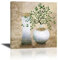 Piy Painting Grüne Plant Leinwand Bild Pflanze in Vase Wandbilder Kunstdrücke auf Leinwand Umrahmt für Wohnzimmer, Als Geschenk für Ihre Familie und Freunde 1x 30x30cm