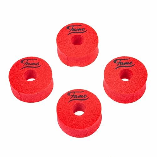 Fame Cymbal Washers 40x16, Beckenfilze Rot, 4er Set, Memory-Schaum Beckenunterlagen, Optimierter Klang und Spielgefühl, Geeignet für Ober- und Unterseite, Verschiedene Farboptionen