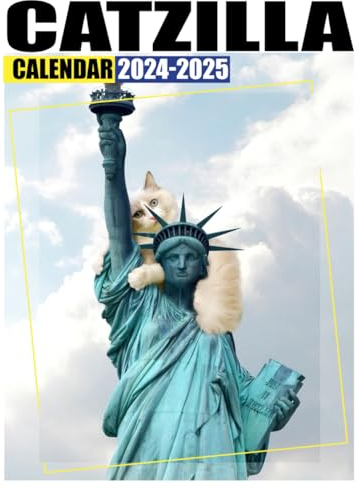 Catzilla Calendar 2024-2025: 24 Months Calendar Jan 2024 to December 2025, 17 x 22 Opened, Thick & Sturdy Paper, Great Gift For Organizing & Planning, US Holidays