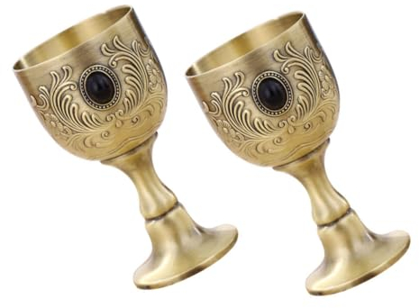 PRETYZOOM 2 Piezas Copa De Vino Cáliz De Vino Tinto De Fiesta Antiguo Copa Gótica Copas De Boda Decoración De Vino Cáliz De Vino Gótico Decoración Medieval Taza De Metal Manual Aleación