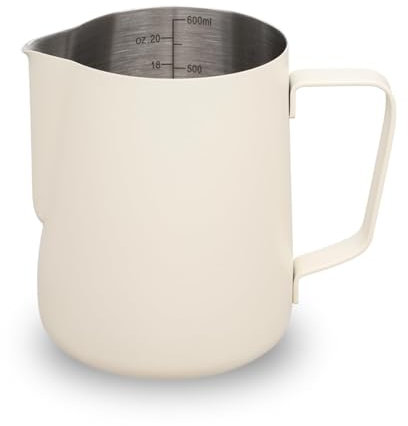 watchget 20oz/600ml Stainless Steel Milk Frothing Jug & Espresso Steamer - Professional Coffee Accessories for Latte Art, Cappuccino, Hot Chocolate,White