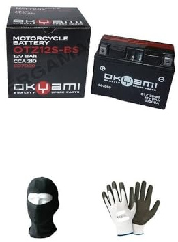 Compatible avec Yamaha XP T-Max 530 2013 Batterie OKYAMI OTZ12S-BS DÉJÀ PRÊTE À l'emploi ET AU Montage CHARGEE SCELLÉE ACTIVÉE 11 AH AMPÈRE 12 Volts 150X87X110 MM