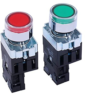 REIUAFWYGV 2 Stück 22 mm 1 Schließer 1 Öffner Druckschalter 440 V 10 A Druckschalter mit LED-Licht Spannung 110 V