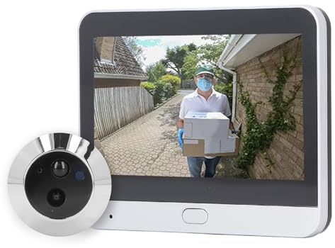 Sonew Drahtlose Intelligente Türklingelkamera, Digitale Türspion-Kamera mit Automatischer Infrarot-Personenerkennung, für, IOS (Silver)