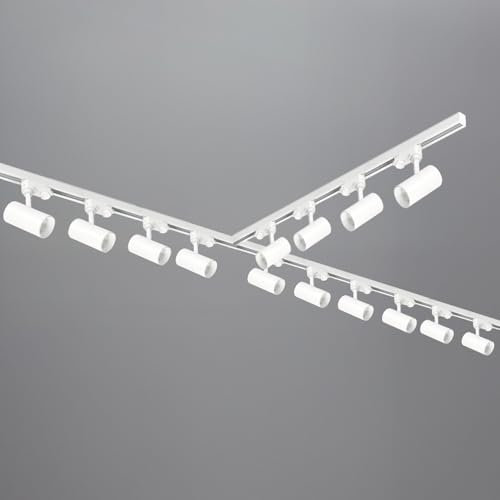 ekobi 3-Phasen-Schienen-Set NEXTRACK - Schienensystem Komplett-Set 1m+2m+2m, 14x LED GU10, T-Verbinder Netzteil, Kappe (Weiß)
