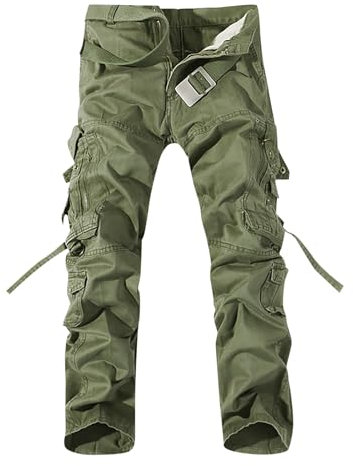 SRZYMJ Cargohose Herren 3/4 Hose Herren Jeans Sporthose Kurz Herren Mit Innenhose Herren Jogginghosen Gepolstert Outdoor Kleidung Herren Klingelhose Grün Arbeitshosen Off Hose Herren 29