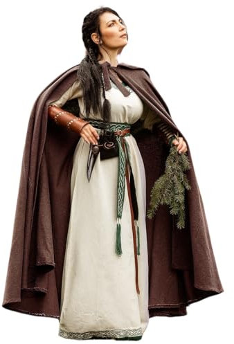 Leonardo Carbone® Mittelalter Umhang Frantz mit Kapuze - Mittelalter Kleidung Damen Herren, Cape Männer, Hobbit Kostüm, LARP, Wikinger, Cosplay, Renaissance, Halloween - 100% Baumwolle Braun